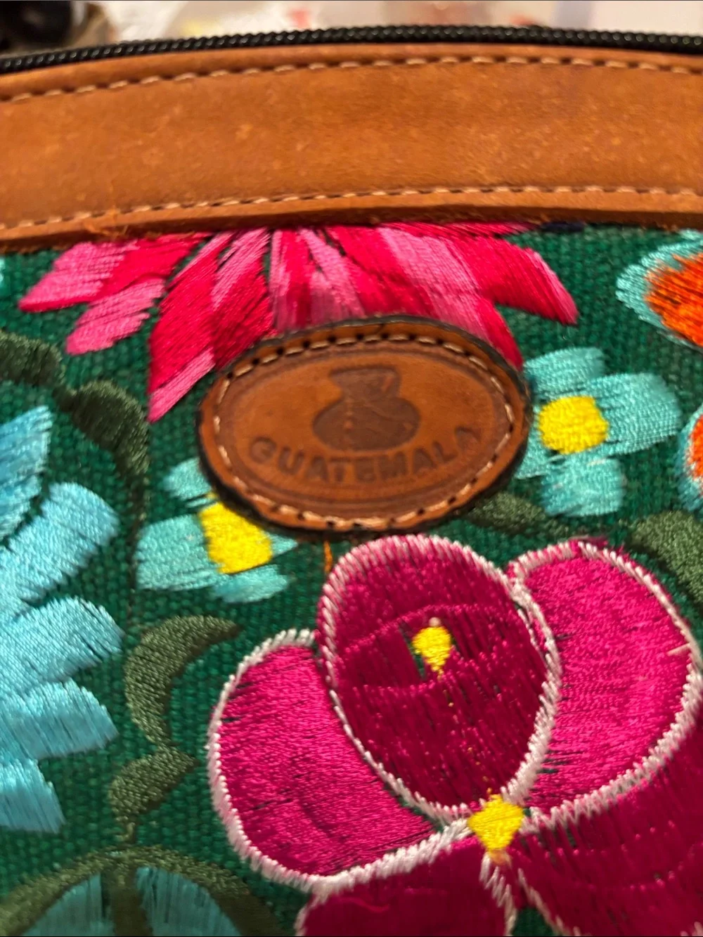 Handmade Embroidered Flowers Clutch Wallet Purse Made In Guatemala